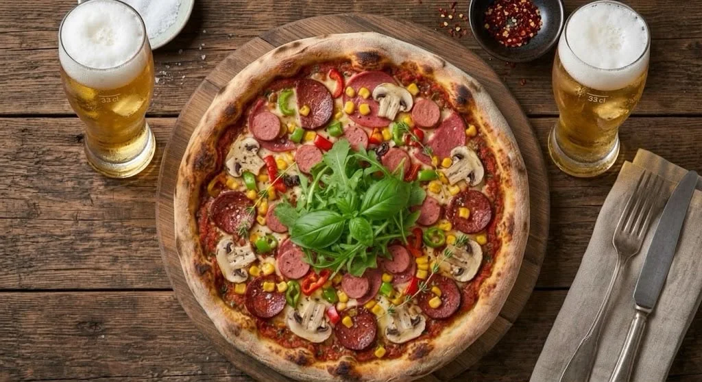 Mixed pizza + 2 × 33 cl draft beers