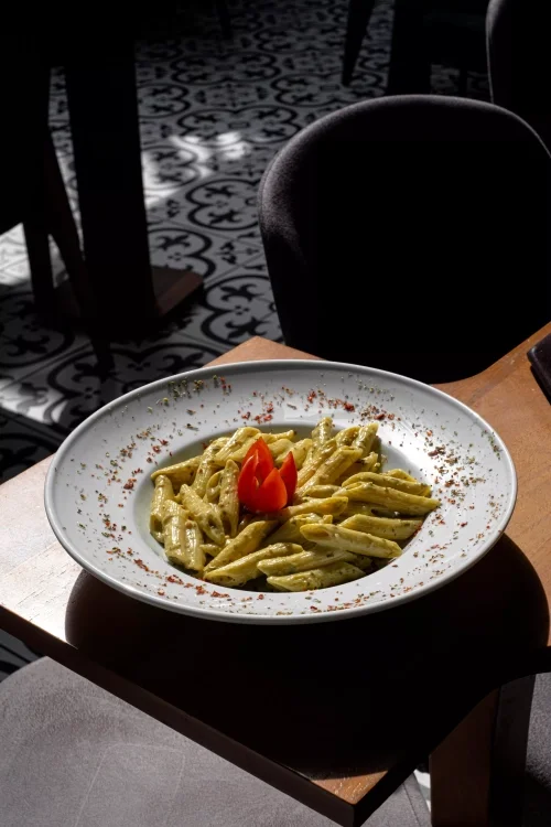 Pasta with pesto sauce